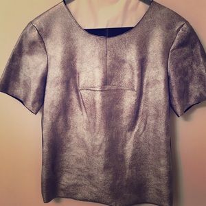 BCBG Maxazria Silver Metalic Top